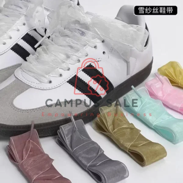 1 Pair Fashion Shoe Laces Chiffon Yarn Shoelaces Soft Casual Flat Shoestrings For Sneaker 4CM Wide Shoe Laces 120cm