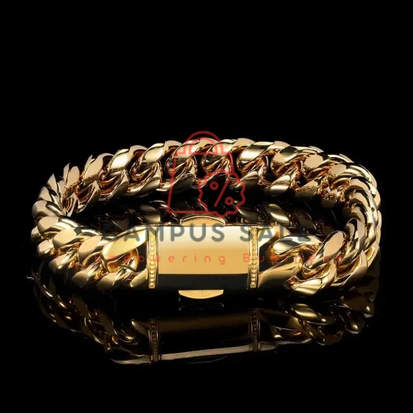 12mm Hip Hop Plated Fashion Stainless Steel Luxury Cuban Jewelry Bracelets For Men Bling Clasp Pvd Waterproof Jewelry