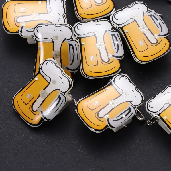 10Pcs Flashing Brooch Beer Mug Brooch Pin Led Light Brooch Jewelry Lapel Pins Accessory Badge Decor Hat nament - Image 6