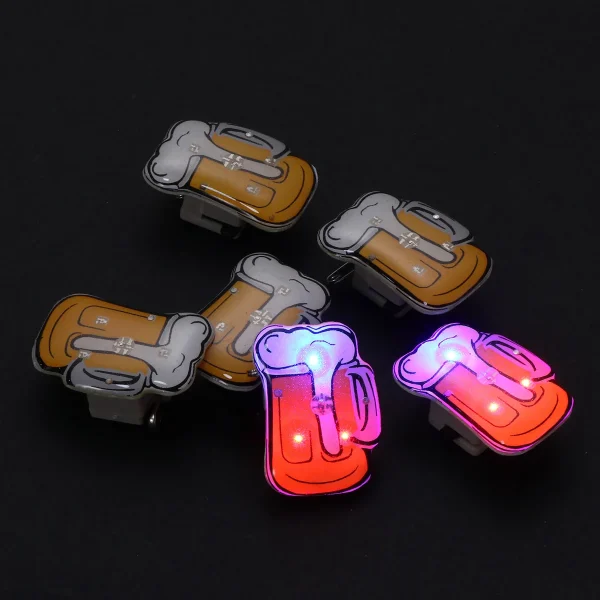 10Pcs Flashing Brooch Beer Mug Brooch Pin Led Light Brooch Jewelry Lapel Pins Accessory Badge Decor Hat nament - Image 4