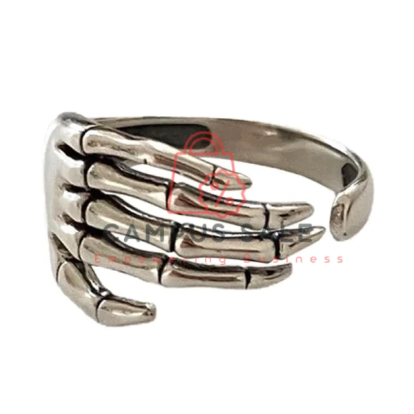 Vintage Five Finger Claw Rings For Women Men Punk Skeleton Hand Adjustable Ring Hip Hop Party Halloween Jewelry Gifts