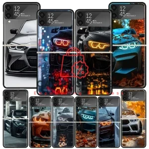 Black White Sport for B-BMW Z Flip 6 Phnoe Case For Samsung Z Flip 6 5 4 3 5G Galaxy ZFlip4 ZFlip5 ZFlip6 ZFlip3 Unique Phone Co
