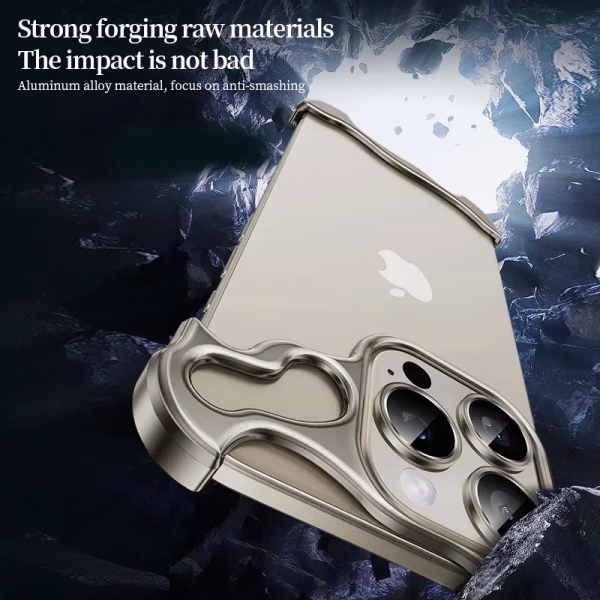 Aluminum alloy Borderles Phone Case For iPhone 13 14 15 16 Pro Max Lens Film Protection Bare Metal Shockproof Corner Pad Cover - Image 5