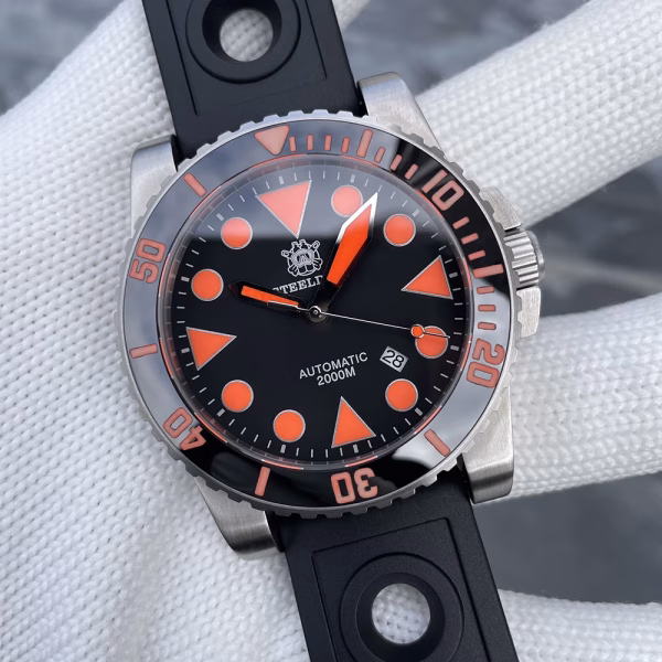 2025 New Arrival STEELDIVE Mens Watch SD1987 46.5MM Steel Case Super Luminous 200Bar Ceramic Bezel Mens Dive Watch with Valve - Image 2
