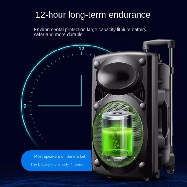 150W Bluetooth Speaker Column 15-Inch Subwoofer K Song Boombox Outdoor Square Dance Soundbox Wireless Microphone TF AUX U Disk - Image 2